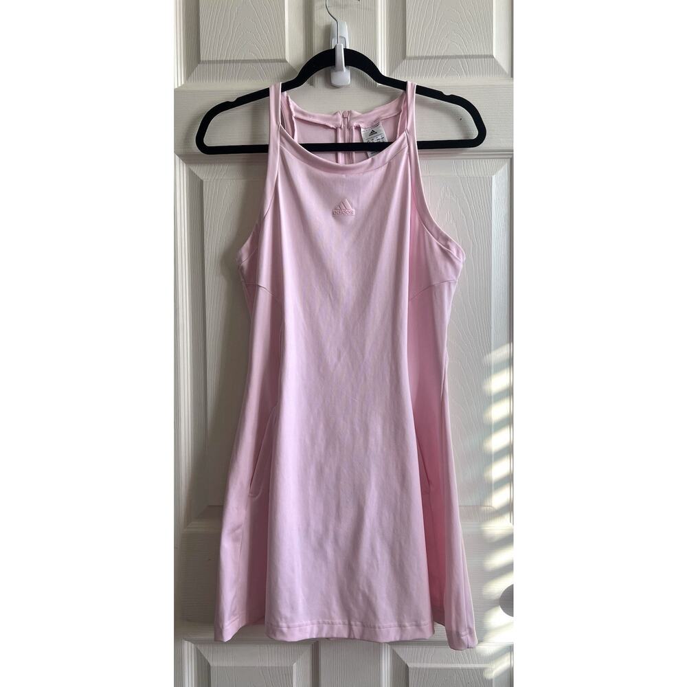 ADIDAS Women’s Powder Pink City Break Mini Dress Tennis Pickleball Golf Sz L - Picture 2 of 13